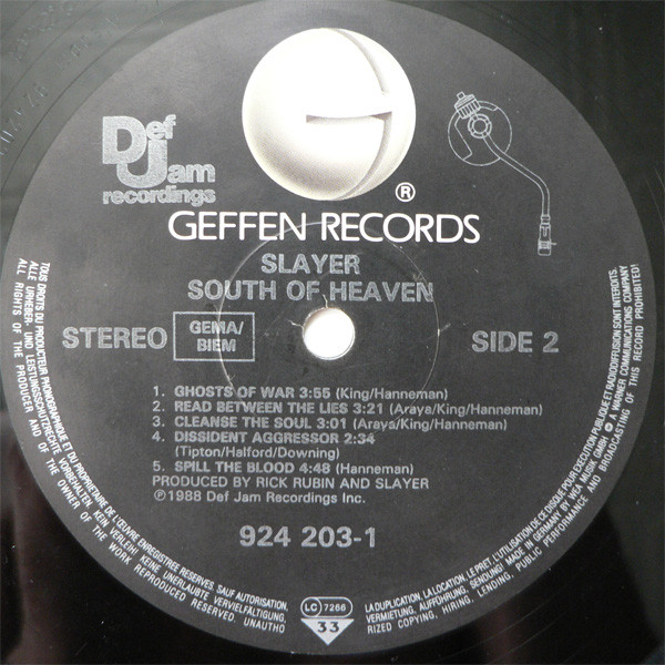 Slayer - South Of Heaven | Geffen Records (924 203-1) - 4 Slayer - South Of Heaven | Geffen Records (924 203-1) - 4