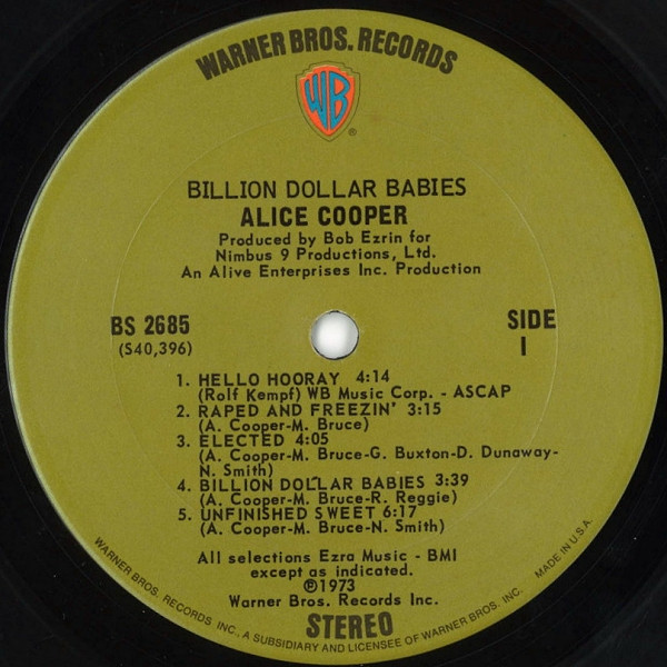 Alice Cooper - Billion Dollar Babies | Warner Bros. Records (BS 2685) - 4 Alice Cooper - Billion Dollar Babies | Warner Bros. Records (BS 2685) - 4