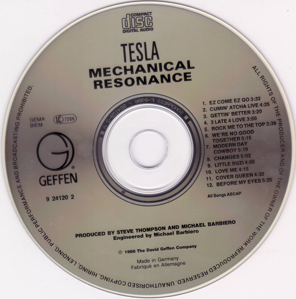 Tesla - Mechanical Resonance | Geffen Records (GED 24120) - 3
