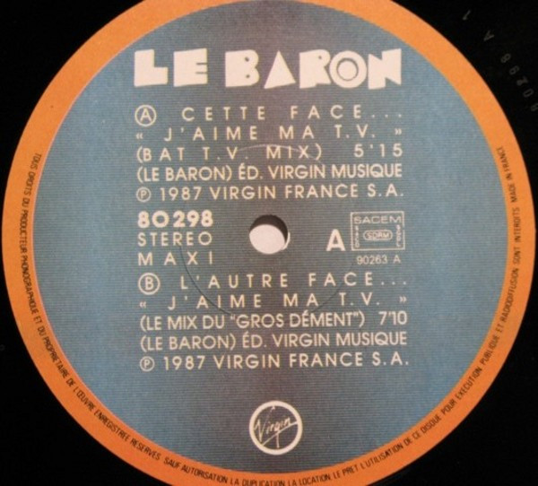 Le Baron - J'Aime Ma T.V | Virgin (80298) - 3