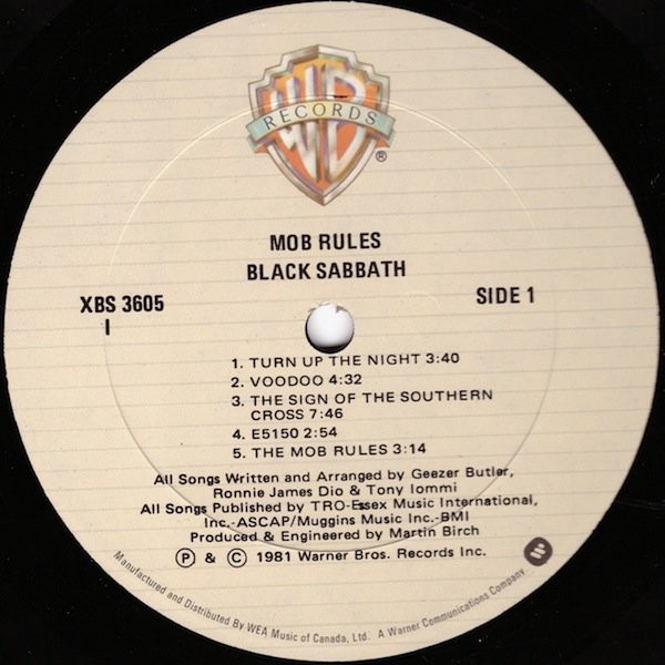 Black Sabbath - Mob Rules | Warner Bros. Records (XBS 3605) - 3 Black Sabbath - Mob Rules | Warner Bros. Records (XBS 3605) - 3