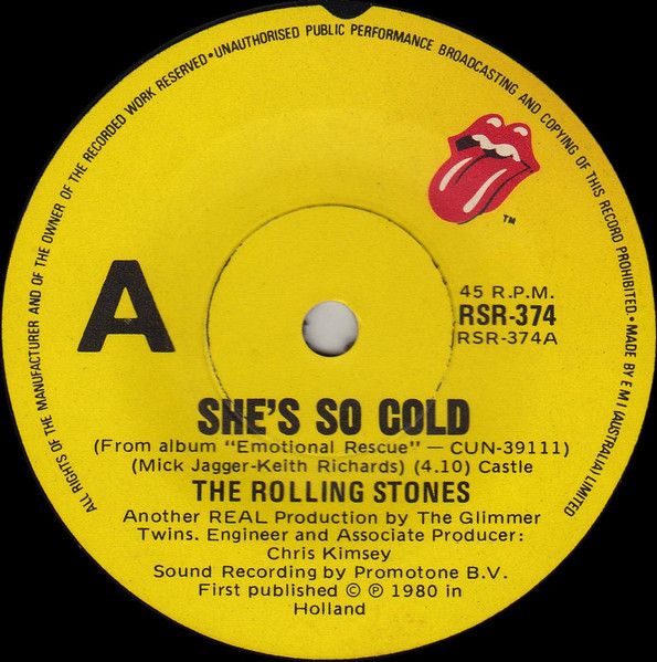 The Rolling Stones - She's So Cold | Rolling Stones Records (RSR-374) - main The Rolling Stones - She's So Cold | Rolling Stones Records (RSR-374) - main