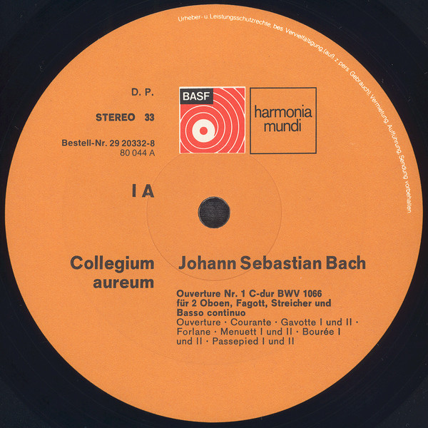 Johann Sebastian Bach , Collegium Aureum - Vier Ouvertüren | BASF (29 20332-8) - 3 Johann Sebastian Bach , Collegium Aureum - Vier Ouvertüren | BASF (29 20332-8) - 3