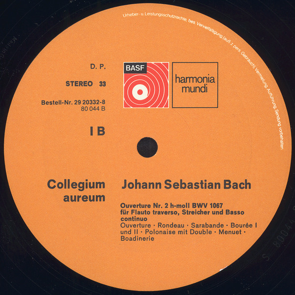 Johann Sebastian Bach , Collegium Aureum - Vier Ouvertüren | BASF (29 20332-8) - 4 Johann Sebastian Bach , Collegium Aureum - Vier Ouvertüren | BASF (29 20332-8) - 4