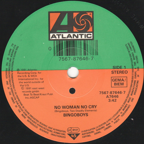 Bingoboys - No Woman No Cry | Atlantic (7567-87646-7) - 3