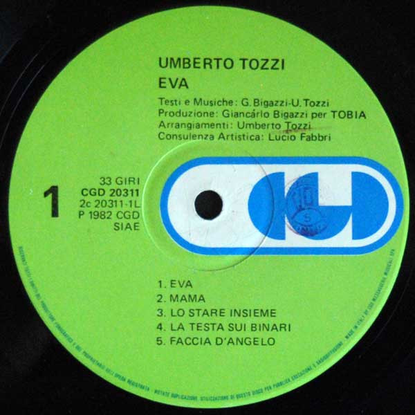 Umberto Tozzi - Eva | CGD (CGD 20311) - 3 Umberto Tozzi - Eva | CGD (CGD 20311) - 3