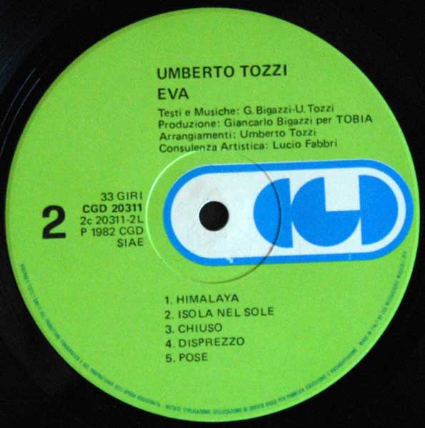 Umberto Tozzi - Eva | CGD (CGD 20311) - 4 Umberto Tozzi - Eva | CGD (CGD 20311) - 4