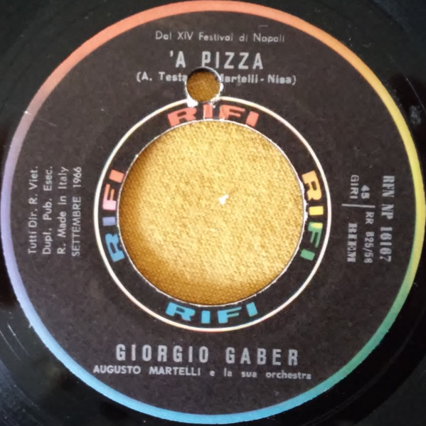 Giorgio Gaber - 'A Pizza | Rifi (RFN NP 16167) - 3 Giorgio Gaber - 'A Pizza | Rifi (RFN NP 16167) - 3