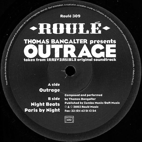 Thomas Bangalter - Outrage (12") [Vinyl] | Roulé (Roulé 309) - 3