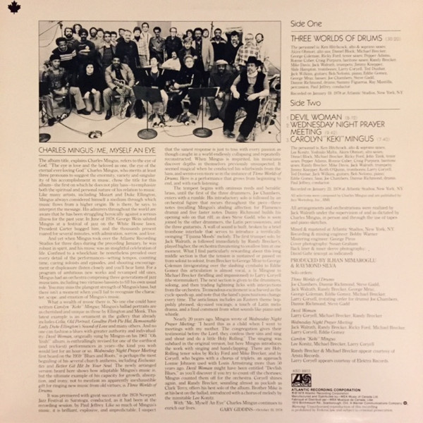 Charles Mingus - Me, Myself An Eye [Vinyl] | Atlantic (KSD 8803) - 2