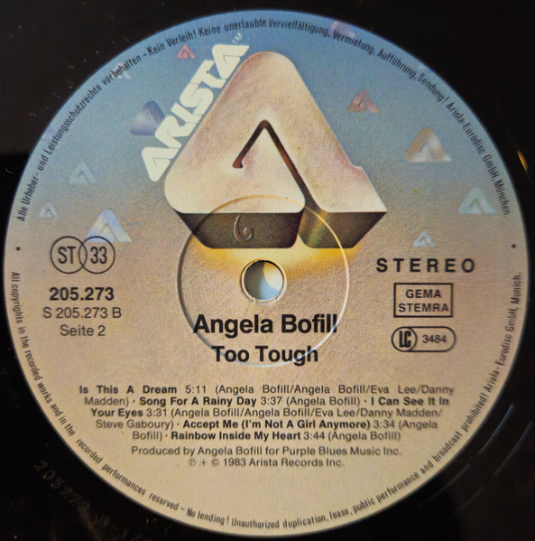 Angela Bofill - Too Tough | Arista (205 273) - 4 Angela Bofill - Too Tough | Arista (205 273) - 4