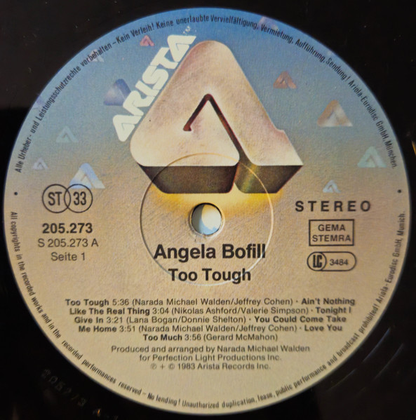 Angela Bofill - Too Tough | Arista (205 273) - 3 Angela Bofill - Too Tough | Arista (205 273) - 3