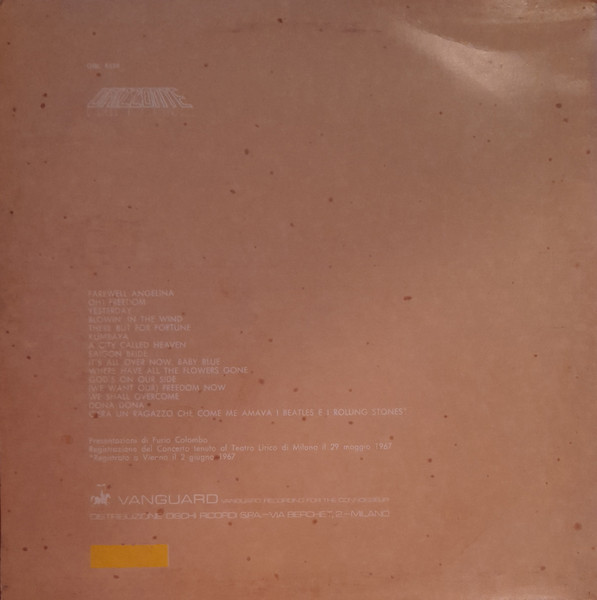 Joan Baez - Joan Baez In Italy | Vanguard (ORL 8078) - 2