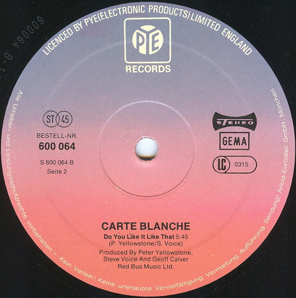 Carte Blanche - Get Up Get On Your Feet | Pye Records (600 064) - 4