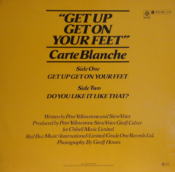 Carte Blanche - Get Up Get On Your Feet | Pye Records (600 064) - 2