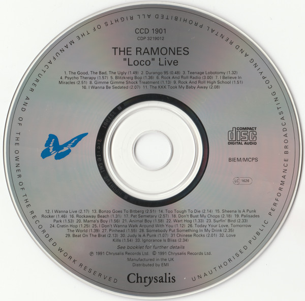 Ramones - Loco Live | Chrysalis (CCD 1901) - 2