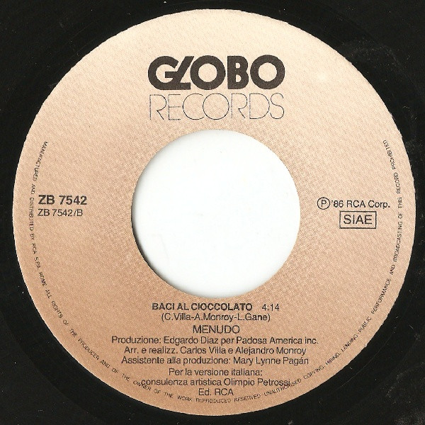 Menudo - Baci Al Cioccolato / Viva! Bravo! | Globo Records (ZB 7542) - 4