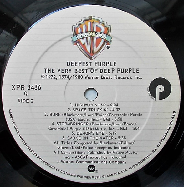 Deep Purple - Deepest Purple: The Very Best Of Deep Purple | Warner Bros. Records (XPR 3486) - 4