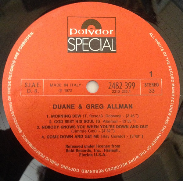 Duane & Greg Allman - Duane & Greg Allman | Polydor (2482 399) - 3 Duane & Greg Allman - Duane & Greg Allman | Polydor (2482 399) - 3