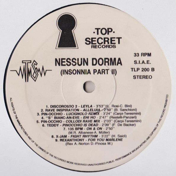 Various - Nessun Dorma (Insonnia Part II) | Top Secret Records (TLP 200) - main Various - Nessun Dorma (Insonnia Part II) | Top Secret Records (TLP 200) - main