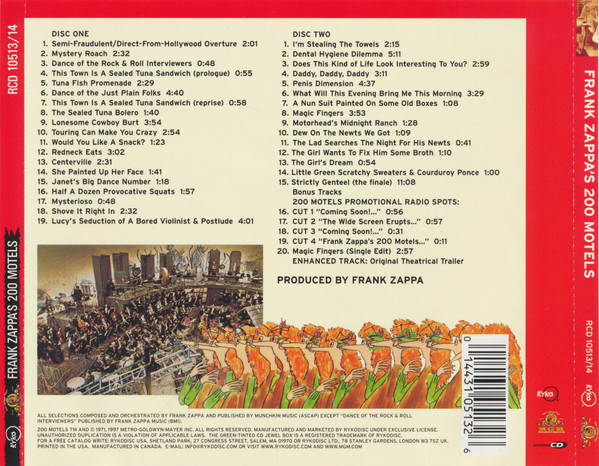 Frank Zappa - 200 Motels CD | Rykodisc (RCD 10513/14) - 2