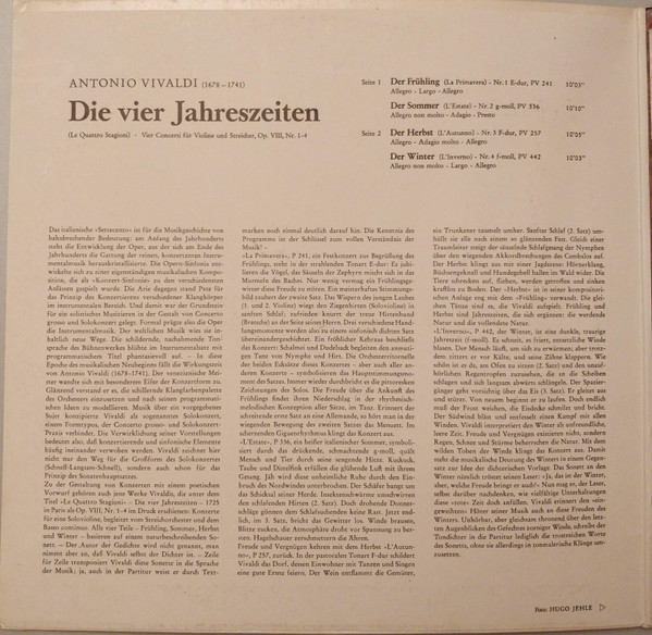 Antonio Vivaldi , Stuttgarter Kammerorchester , Karl Münchinger - Die Vier Jahreszeiten | Decca (SX 21230-M) - 2