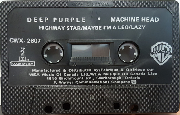 Deep Purple - Machine Head [Cassette] | Warner Bros. Records (CWX-2607) - 4