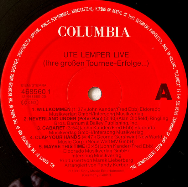 Ute Lemper - Ute Lemper Live (Ihre Großen Tournee-Erfolge...) | Columbia (468560 1) - 3