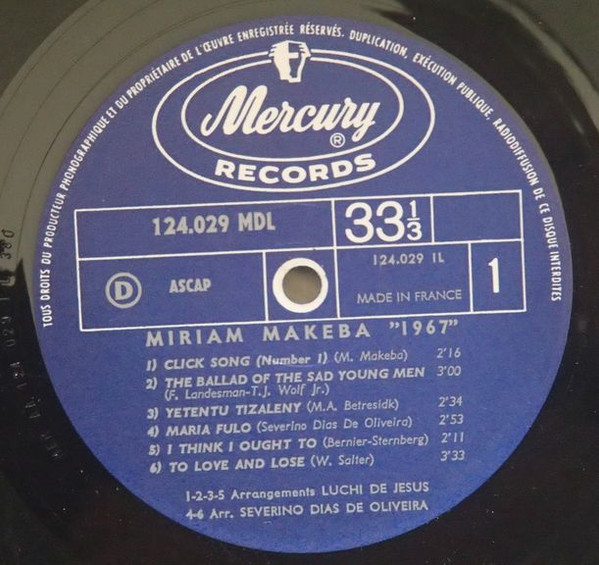 Miriam Makeba - Miriam Makeba 1967 Click Song | Mercury (124.029 MDL) - 3