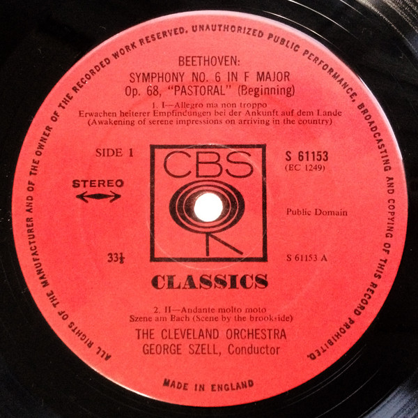 Ludwig van Beethoven , George Szell , The Cleveland Orchestra - Symphony No. 6 In F Major "Pastoral" | CBS (61153) - 3