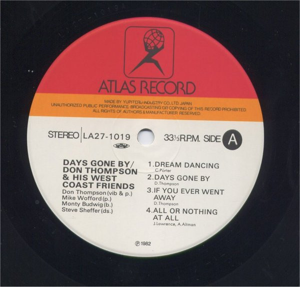 Don Thompson & His West Coast Friends - Days Gone By | Atlas Record (LA27-1019) - 3 Don Thompson & His West Coast Friends - Days Gone By | Atlas Record (LA27-1019) - 3