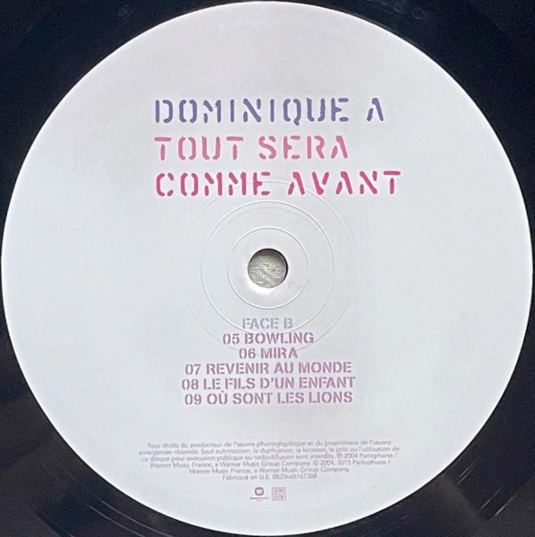 Dominique A. - Tout Sera Comme Avant | Warner Music France (0825646167388) - 4 Dominique A. - Tout Sera Comme Avant | Warner Music France (0825646167388) - 4