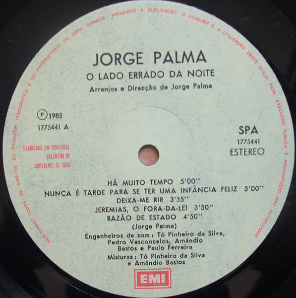 Jorge Palma - O Lado Errado Da Noite | EMI (1775441) - 3