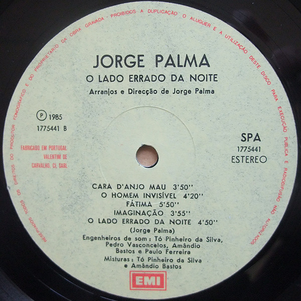 Jorge Palma - O Lado Errado Da Noite | EMI (1775441) - 4