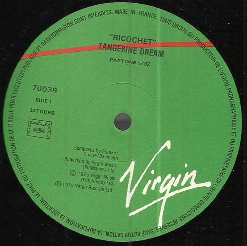 Tangerine Dream - Ricochet | Virgin (70039) - 3 Tangerine Dream - Ricochet | Virgin (70039) - 3