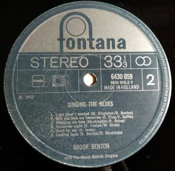 Brook Benton - Singing The Blues | Fontana (6430 059) - 4 Brook Benton - Singing The Blues | Fontana (6430 059) - 4