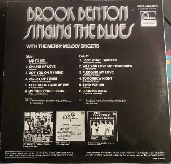 Brook Benton - Singing The Blues | Fontana (6430 059) - 2 Brook Benton - Singing The Blues | Fontana (6430 059) - 2
