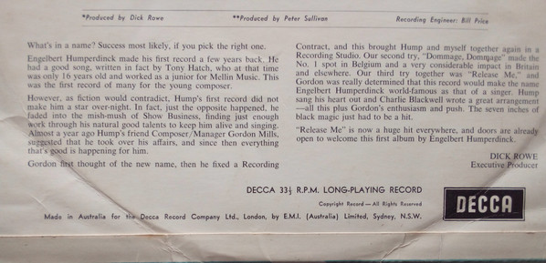 Engelbert Humperdinck - Release Me | Decca (SKLA 4868) - 4