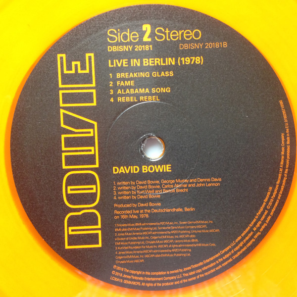 David Bowie - Live In Berlin [1978] L.P. | Parlophone (DBISNY 20181) - 4