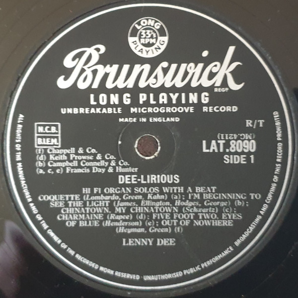 Lenny Dee - Dee-Lirious! | Brunswick (LAT 8090) - 3 Lenny Dee - Dee-Lirious! | Brunswick (LAT 8090) - 3
