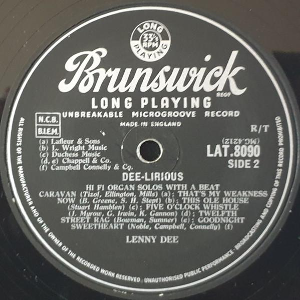 Lenny Dee - Dee-Lirious! | Brunswick (LAT 8090) - 4 Lenny Dee - Dee-Lirious! | Brunswick (LAT 8090) - 4