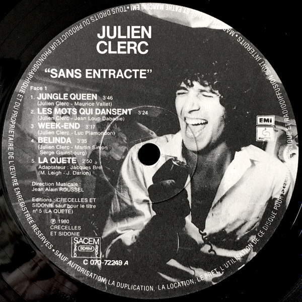 Julien Clerc - Sans Entracte | Pathé (2C070-72249) - 3