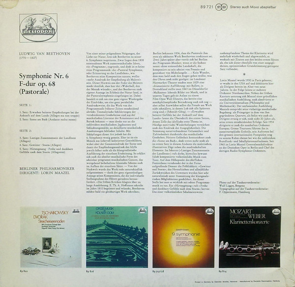 Ludwig van Beethoven , Berliner Philharmoniker , Lorin Maazel - Pastorale - Symphonie Nr. 6 | Heliodor (89 721) - 2