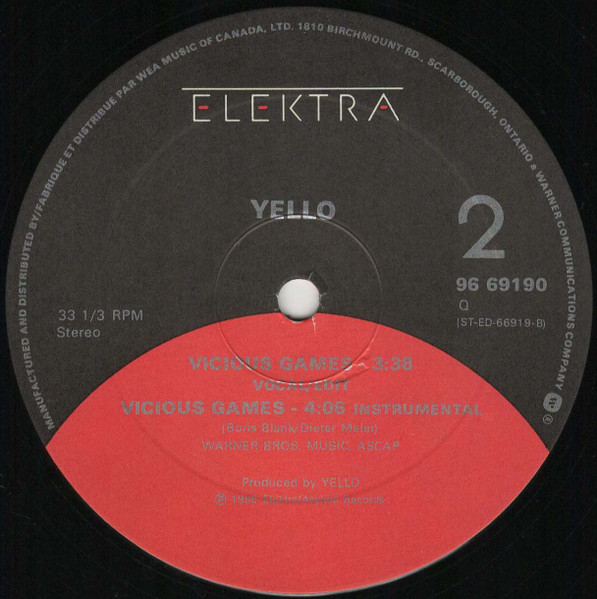 Yello - Vicious Games (12") [Vinyl] | Elektra (96 69190) - 4
