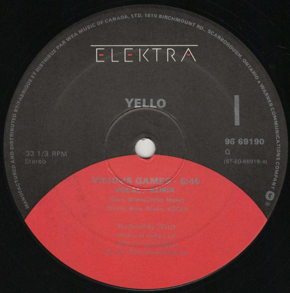 Yello - Vicious Games (12") [Vinyl] | Elektra (96 69190) - 3