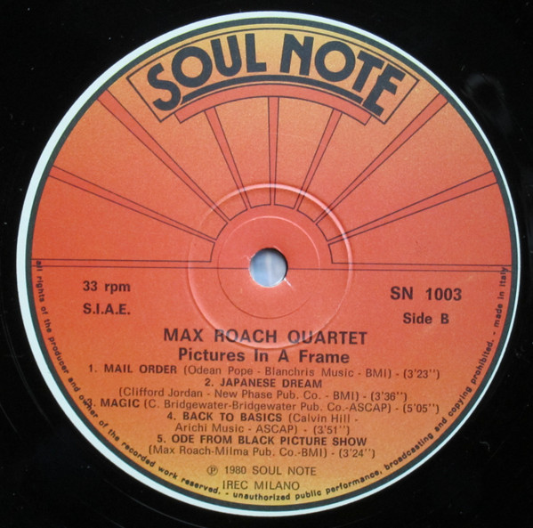 Max Roach Quartet - Pictures In A Frame | Soul Note (SN 1003) - 3 Max Roach Quartet - Pictures In A Frame | Soul Note (SN 1003) - 3