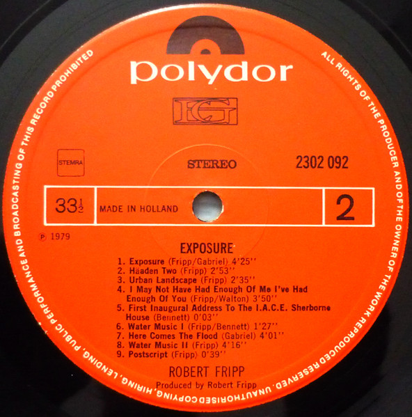 Robert Fripp - Exposure | Polydor (2302 092) - 4 Robert Fripp - Exposure | Polydor (2302 092) - 4