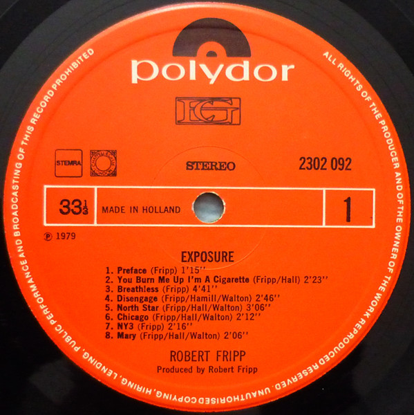 Robert Fripp - Exposure | Polydor (2302 092) - 3 Robert Fripp - Exposure | Polydor (2302 092) - 3