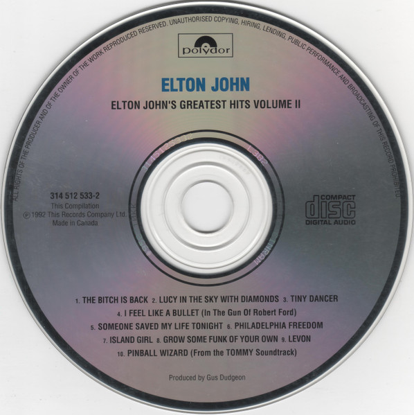 Elton John - Elton John's Greatest Hits Volume II | Polydor (314 512 533-2) - 3 Elton John - Elton John's Greatest Hits Volume II | Polydor (314 512 533-2) - 3
