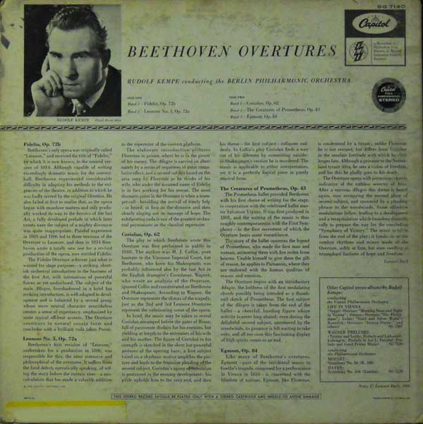Rudolf Kempe / Berliner Philharmoniker - Beethoven Overtures | Capitol-EMI (SG 7140) - 2 Rudolf Kempe / Berliner Philharmoniker - Beethoven Overtures | Capitol-EMI (SG 7140) - 2
